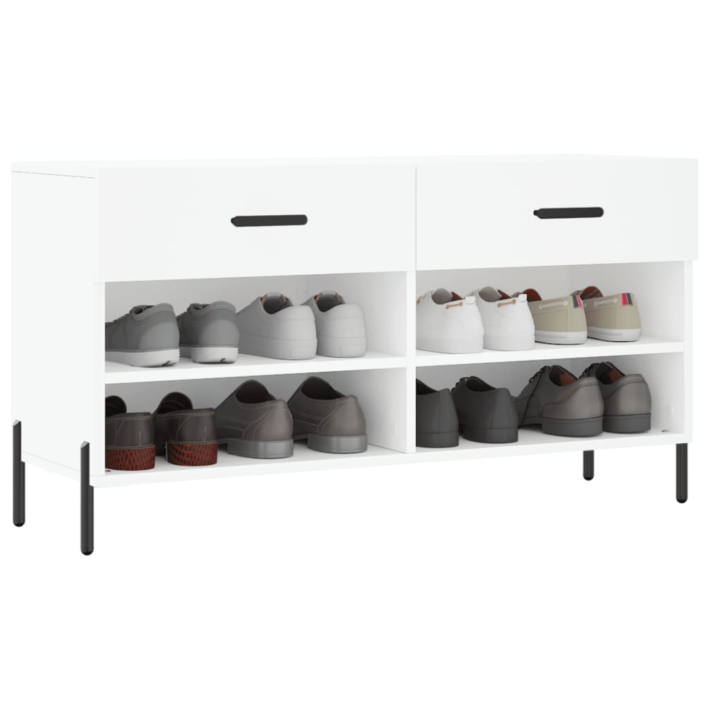 Banc à chaussures blanc 102x35x55 cm bois d'ingénierie - XIOS