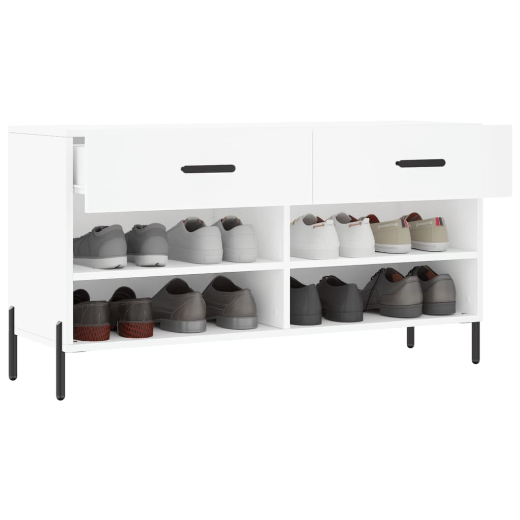 Banc à chaussures blanc 102x35x55 cm bois d'ingénierie - XIOS