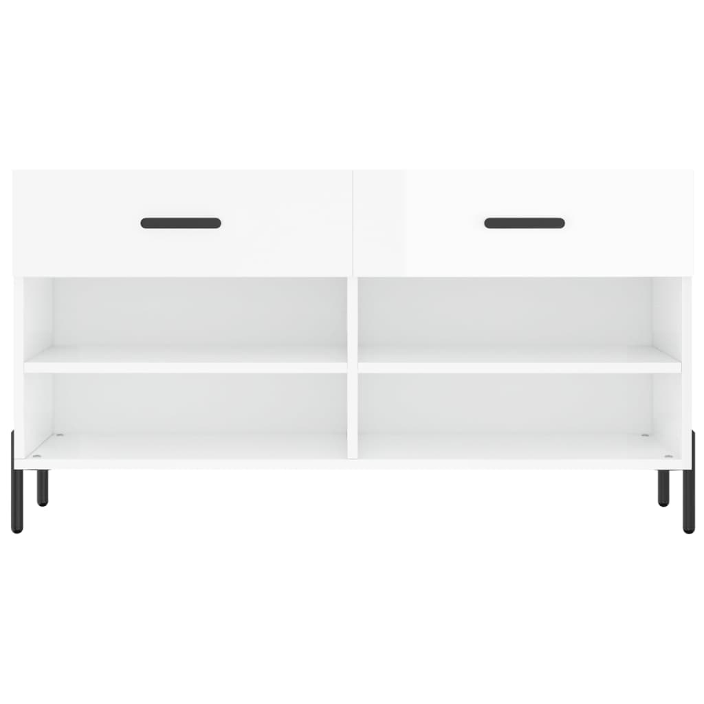 Banc à chaussures blanc brillant 102x35x55 cm bois d'ingénierie - XIOS