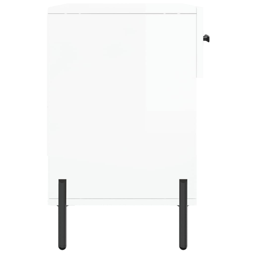 Banc à chaussures blanc brillant 102x35x55 cm bois d'ingénierie - XIOS