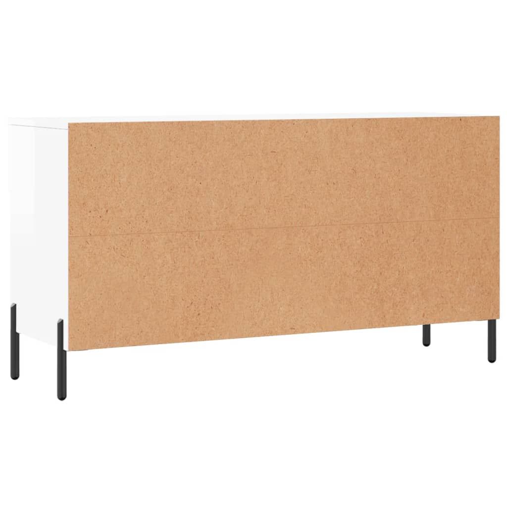 Banc à chaussures blanc brillant 102x35x55 cm bois d'ingénierie - XIOS