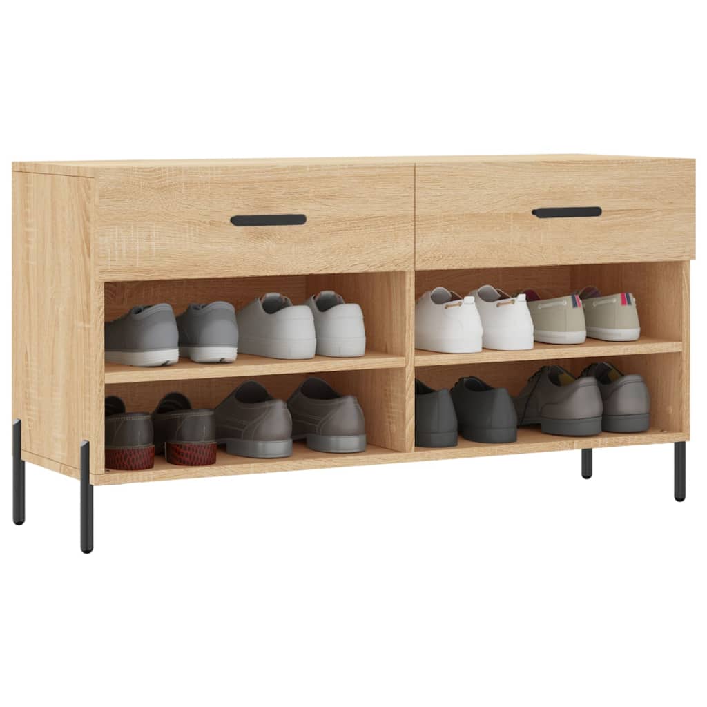 Banc à chaussures chêne sonoma 102x35x55 cm bois d'ingénierie - XIOS