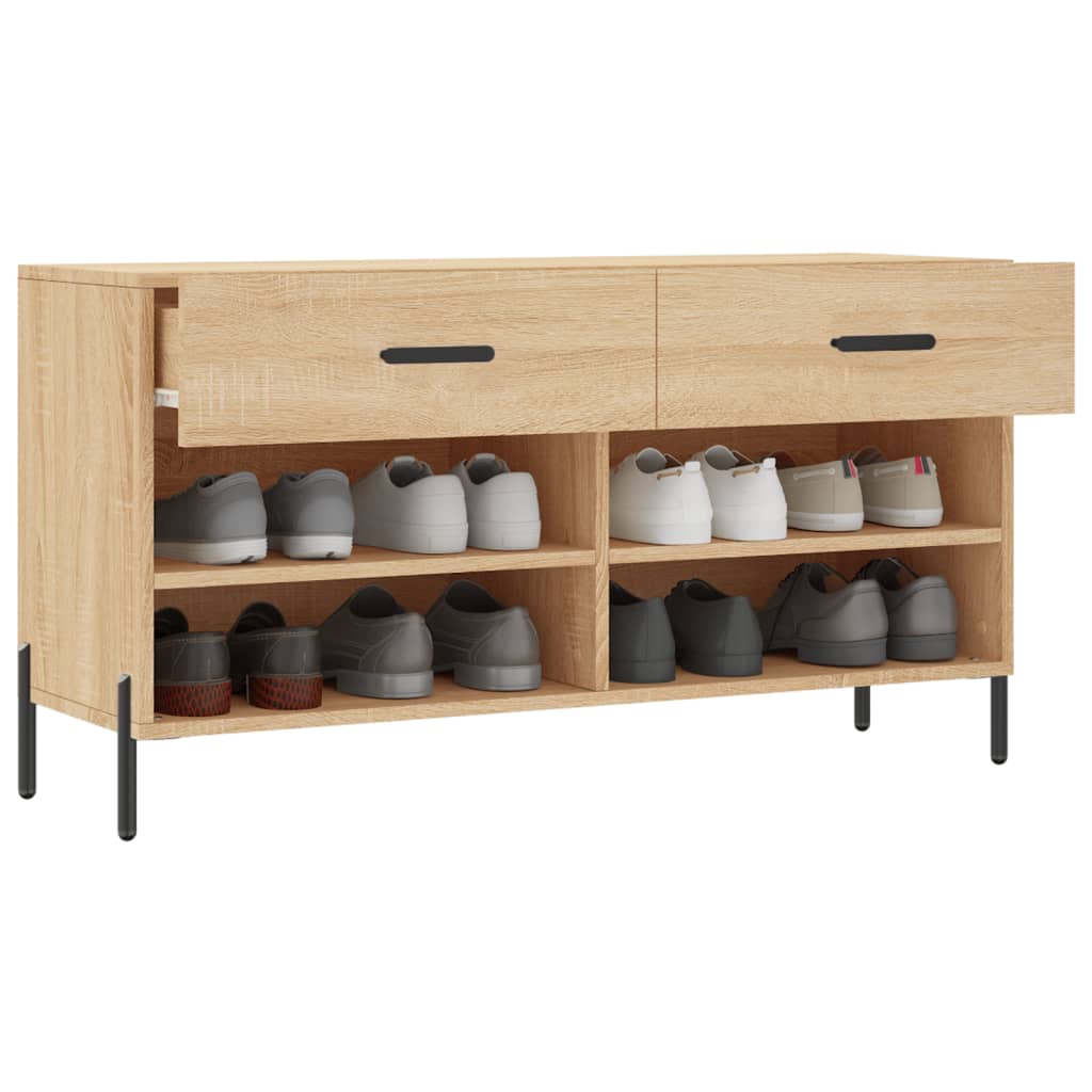 Banc à chaussures chêne sonoma 102x35x55 cm bois d'ingénierie - XIOS