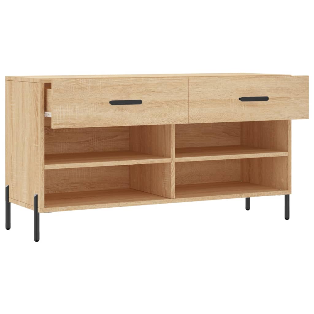 Banc à chaussures chêne sonoma 102x35x55 cm bois d'ingénierie - XIOS