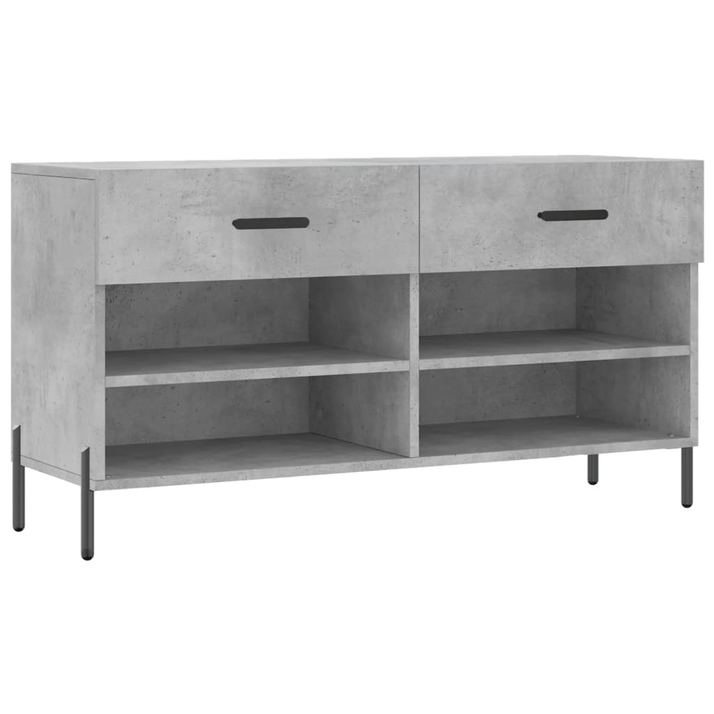 Banc à chaussures gris béton 102x35x55 cm bois d'ingénierie - XIOS