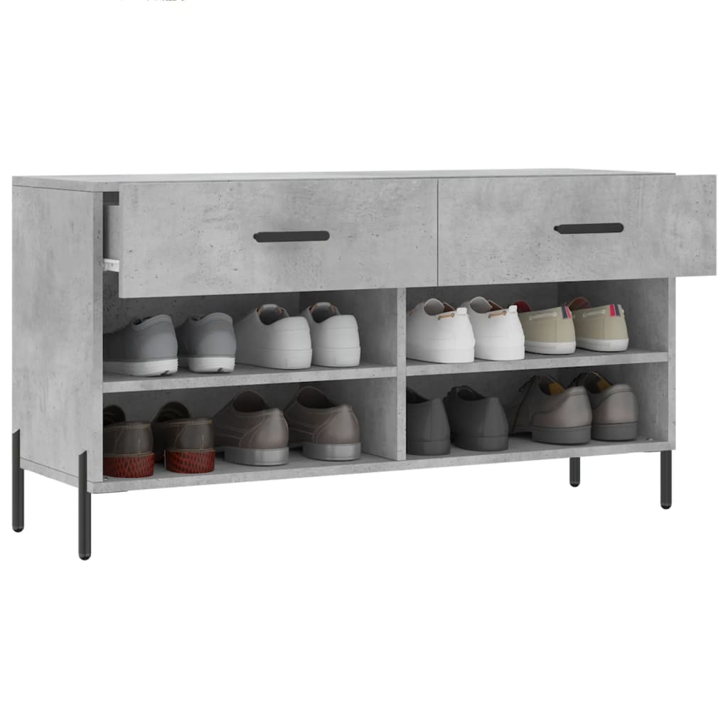 Banc à chaussures gris béton 102x35x55 cm bois d'ingénierie - XIOS