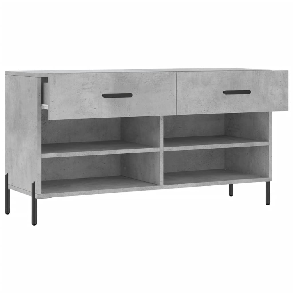 Banc à chaussures gris béton 102x35x55 cm bois d'ingénierie - XIOS