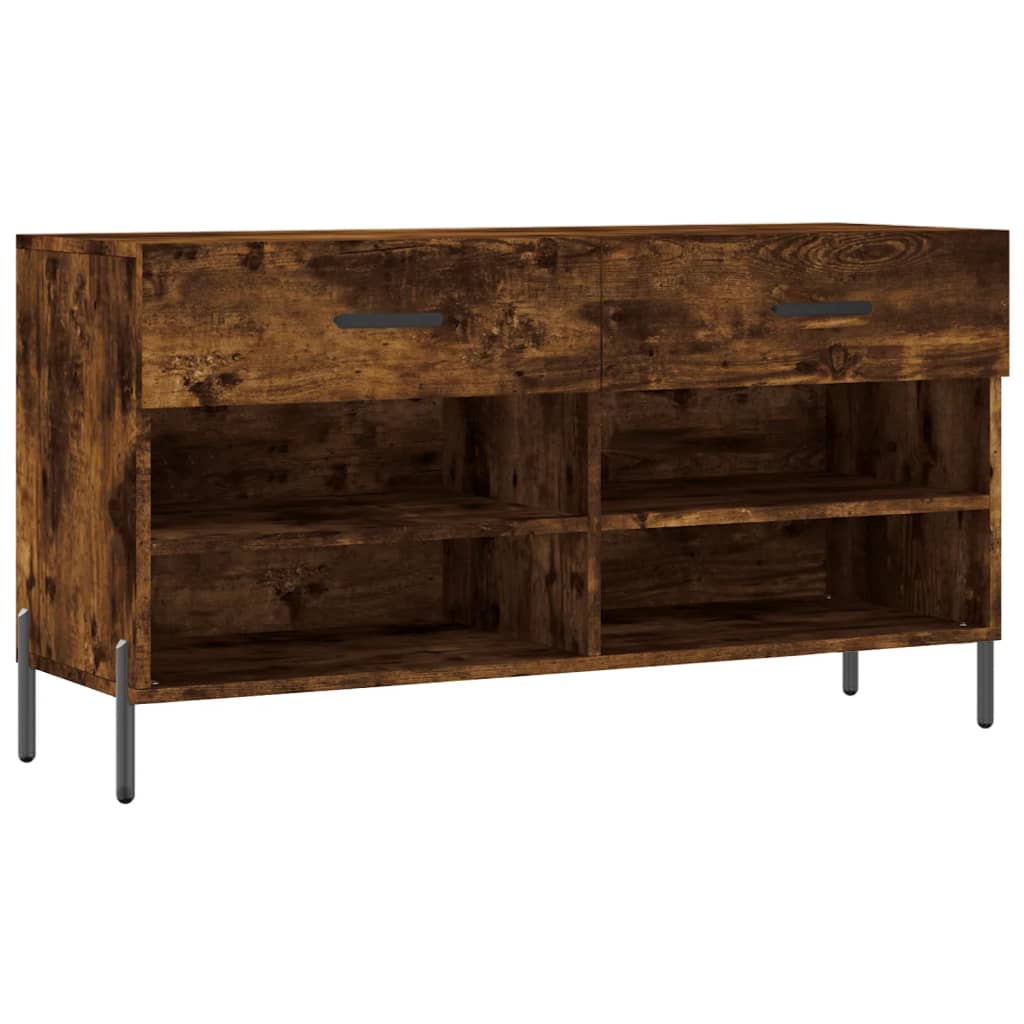 Banc à chaussures chêne fumé 102x35x55 cm bois d'ingénierie - XIOS