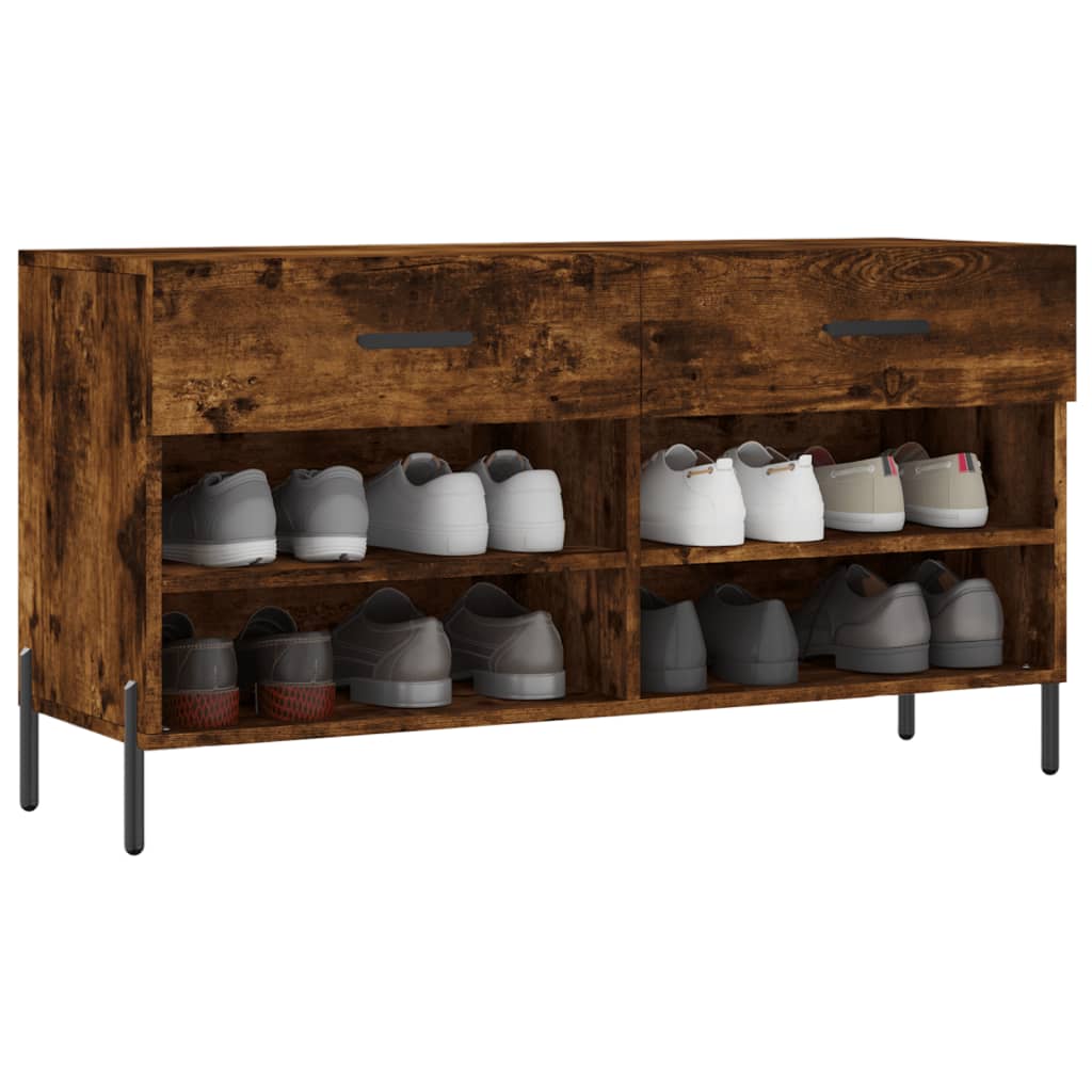Banc à chaussures chêne fumé 102x35x55 cm bois d'ingénierie - XIOS