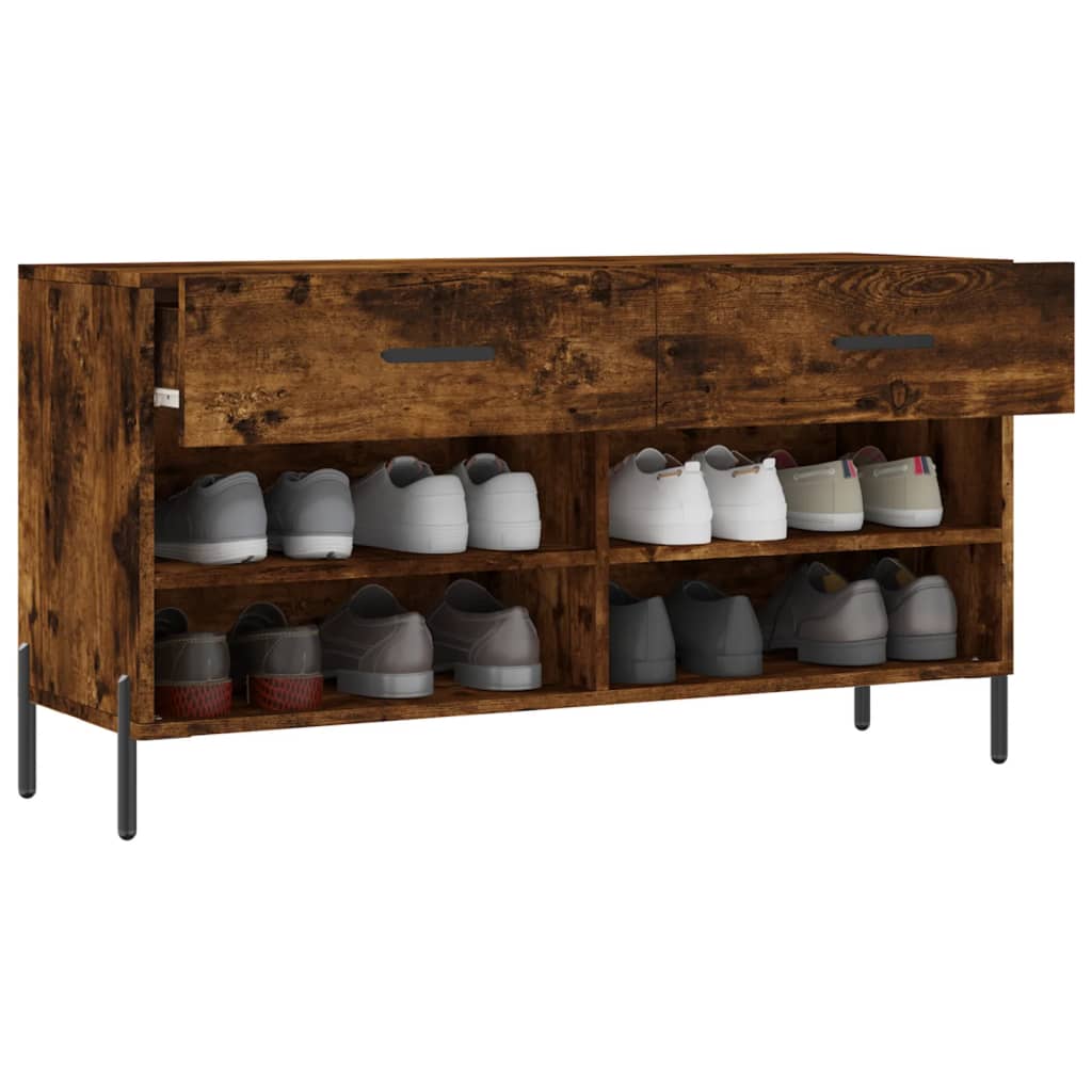 Banc à chaussures chêne fumé 102x35x55 cm bois d'ingénierie - XIOS