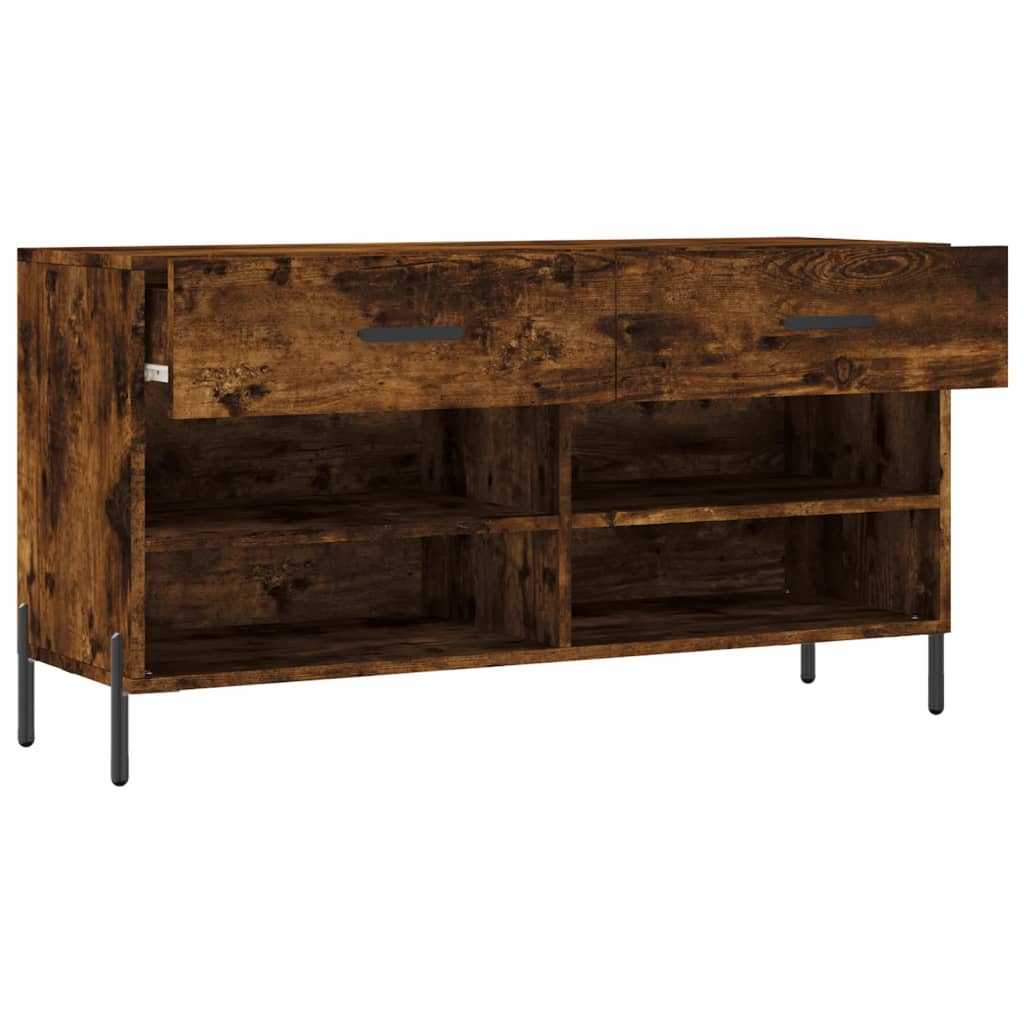Banc à chaussures chêne fumé 102x35x55 cm bois d'ingénierie - XIOS