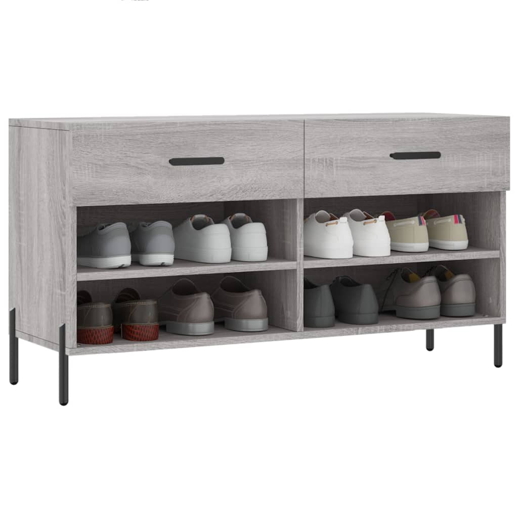 Banc à chaussures sonoma gris 102x35x55 cm bois d'ingénierie - XIOS