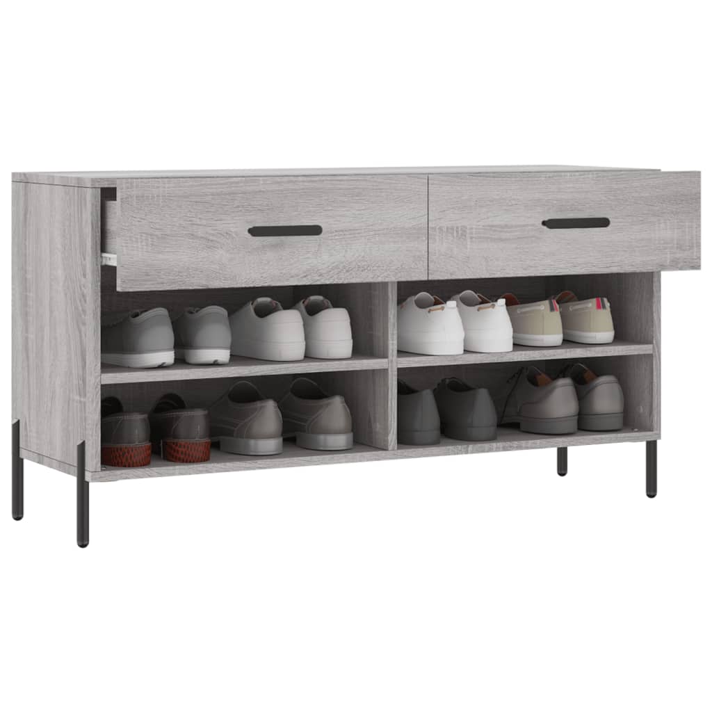 Banc à chaussures sonoma gris 102x35x55 cm bois d'ingénierie - XIOS