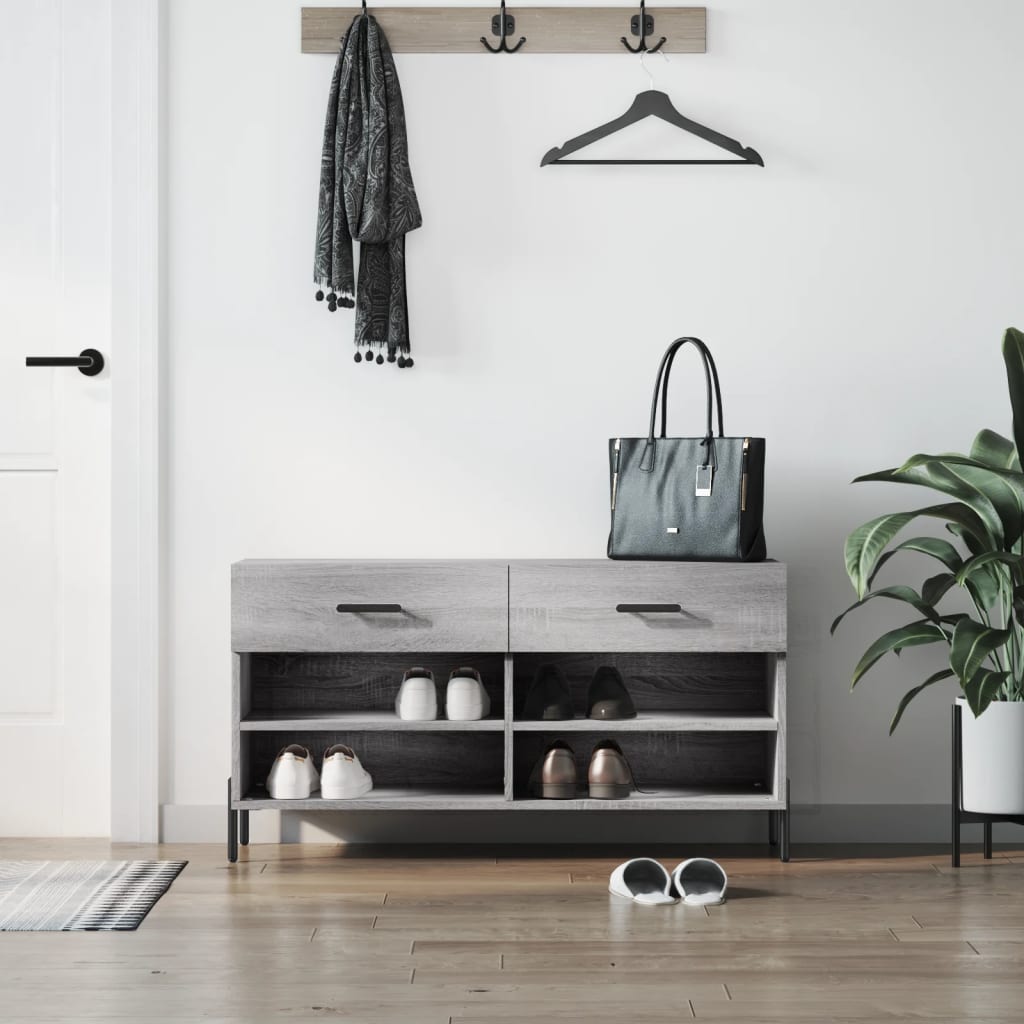Banc à chaussures sonoma gris 102x35x55 cm bois d'ingénierie - XIOS