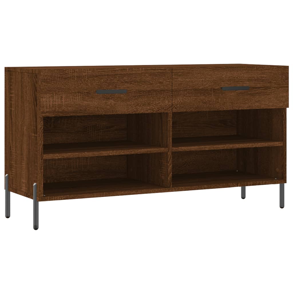 Banc à chaussures chêne marron 102x35x55 cm bois d'ingénierie - XIOS