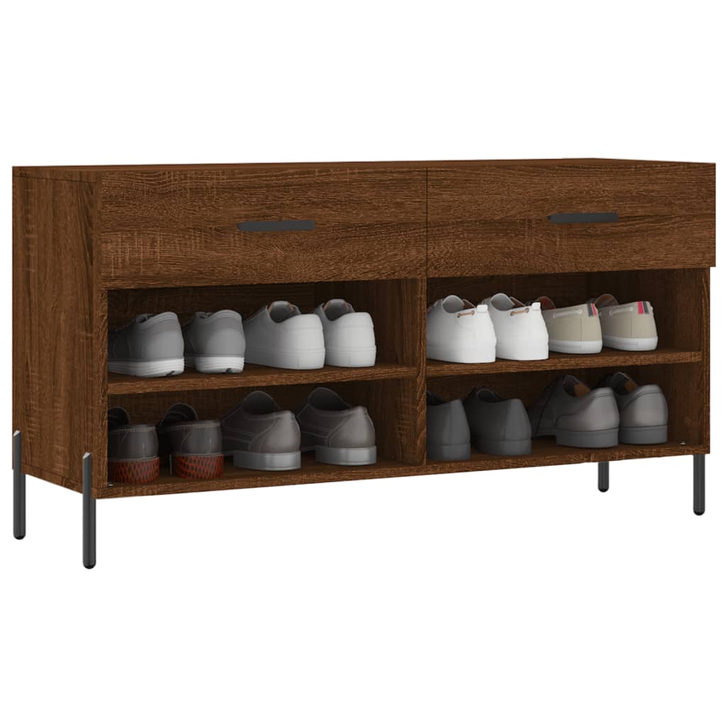 Banc à chaussures chêne marron 102x35x55 cm bois d'ingénierie - XIOS