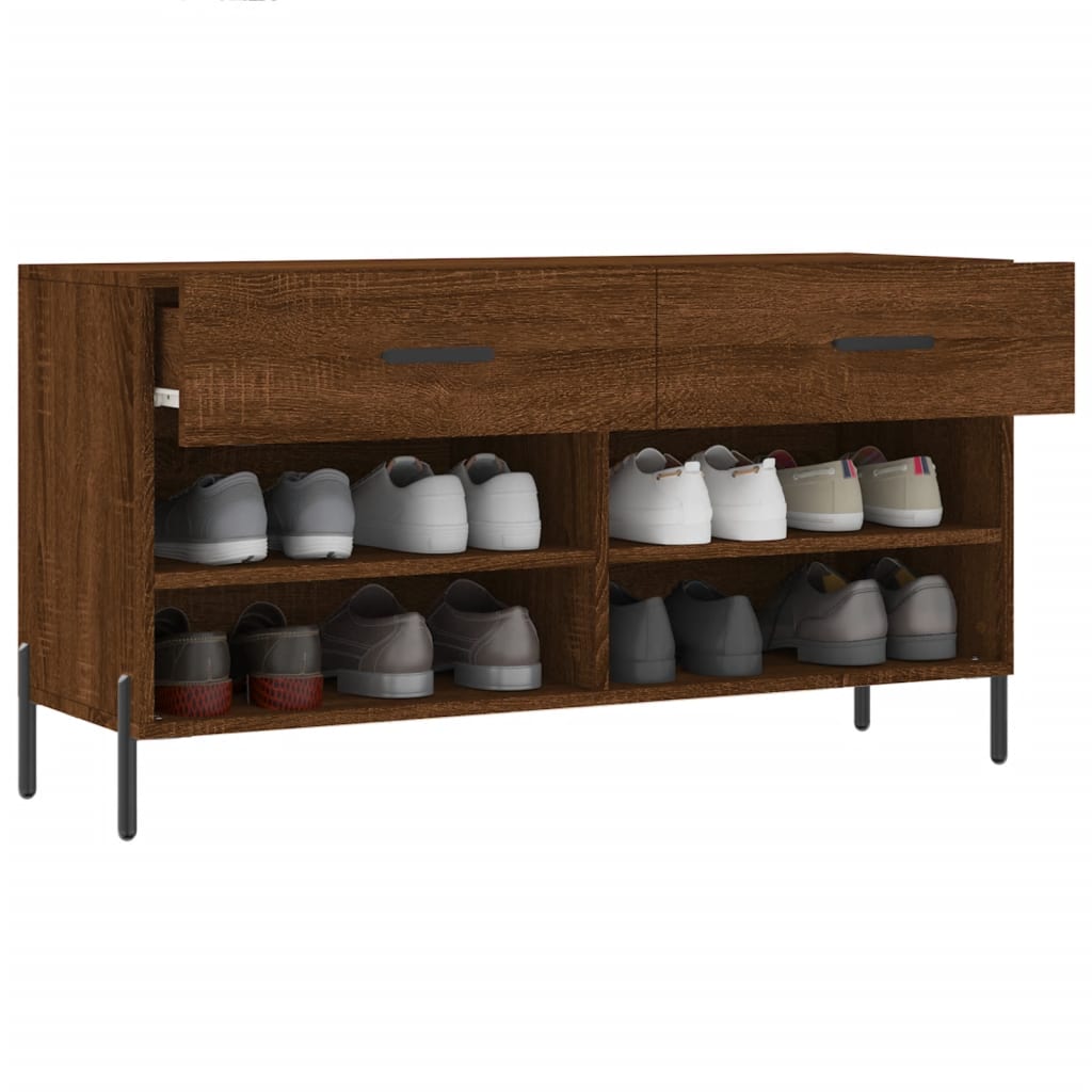 Banc à chaussures chêne marron 102x35x55 cm bois d'ingénierie - XIOS