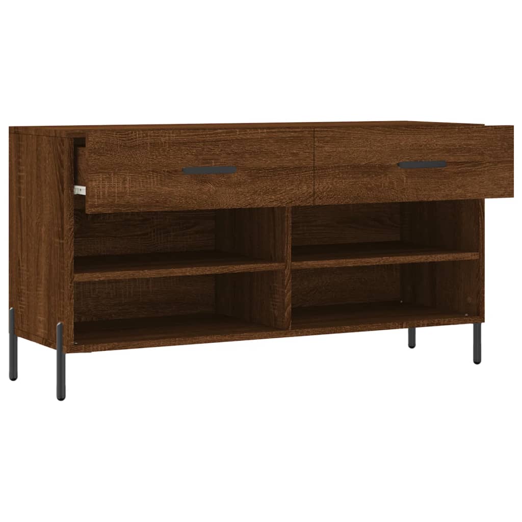 Banc à chaussures chêne marron 102x35x55 cm bois d'ingénierie - XIOS