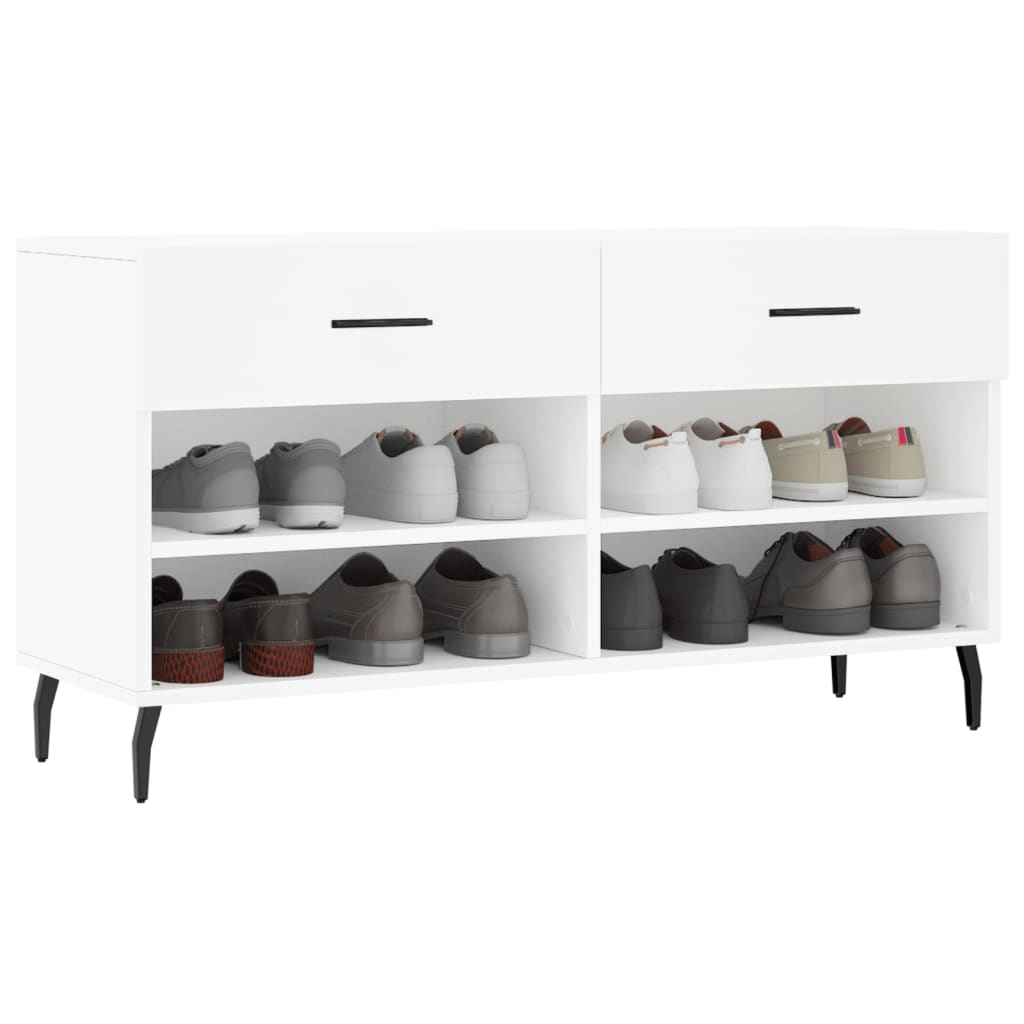 Banc à chaussures blanc 102x35x55 cm bois d'ingénierie - XIOS