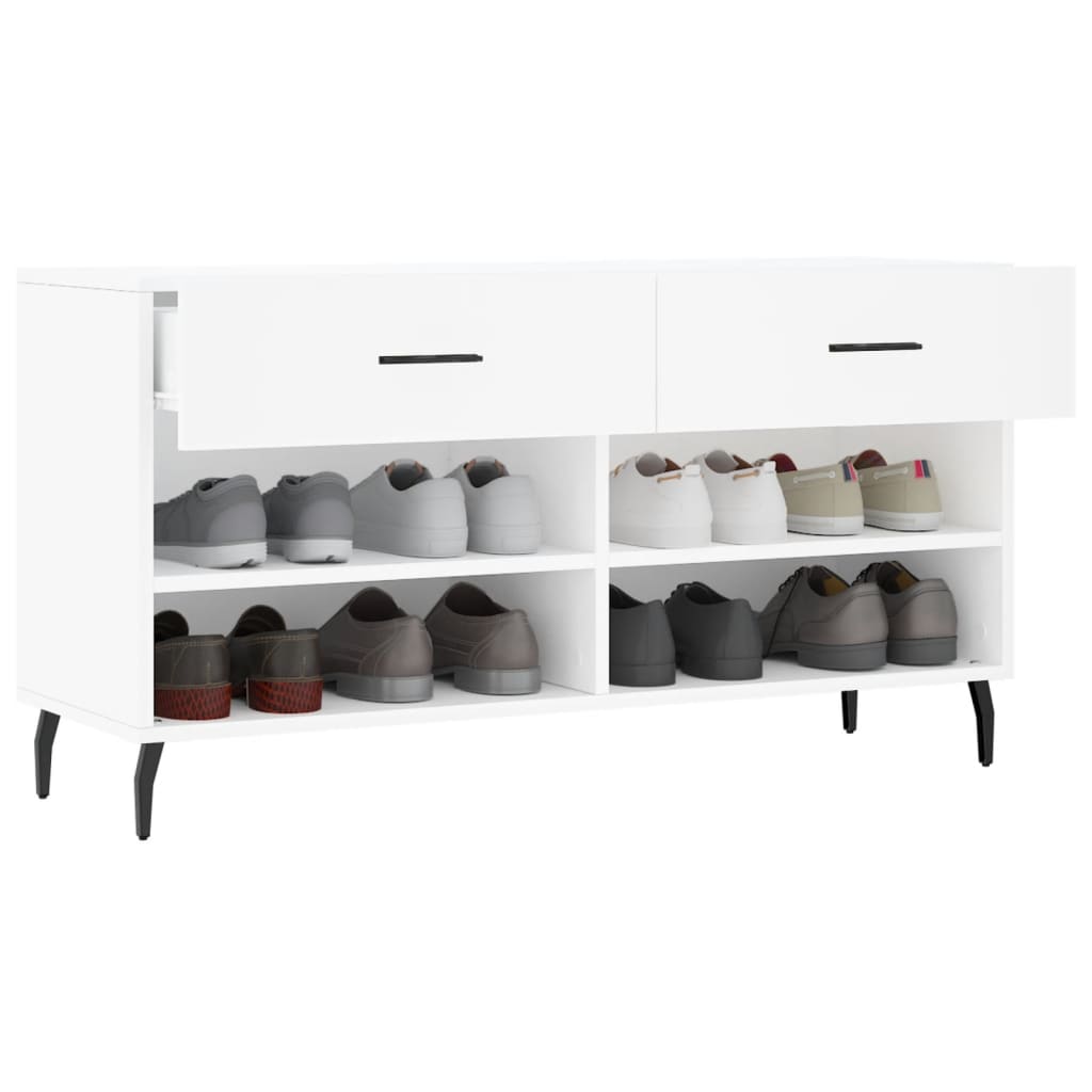 Banc à chaussures blanc 102x35x55 cm bois d'ingénierie - XIOS