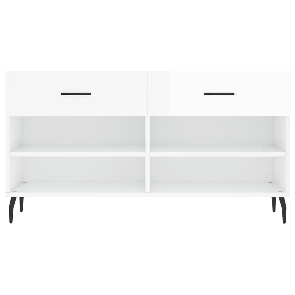 Banc à chaussures blanc brillant 102x35x55 cm bois d'ingénierie - XIOS
