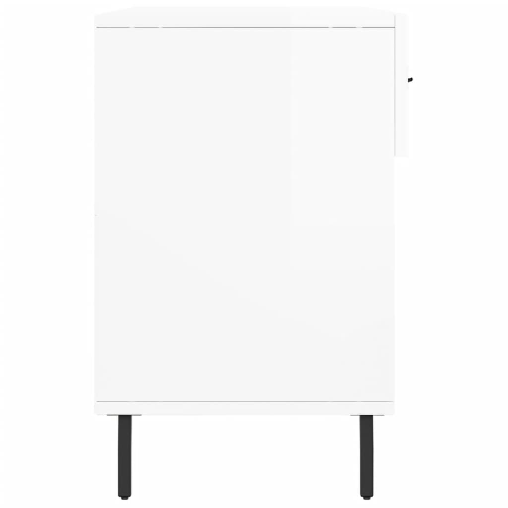 Banc à chaussures blanc brillant 102x35x55 cm bois d'ingénierie - XIOS