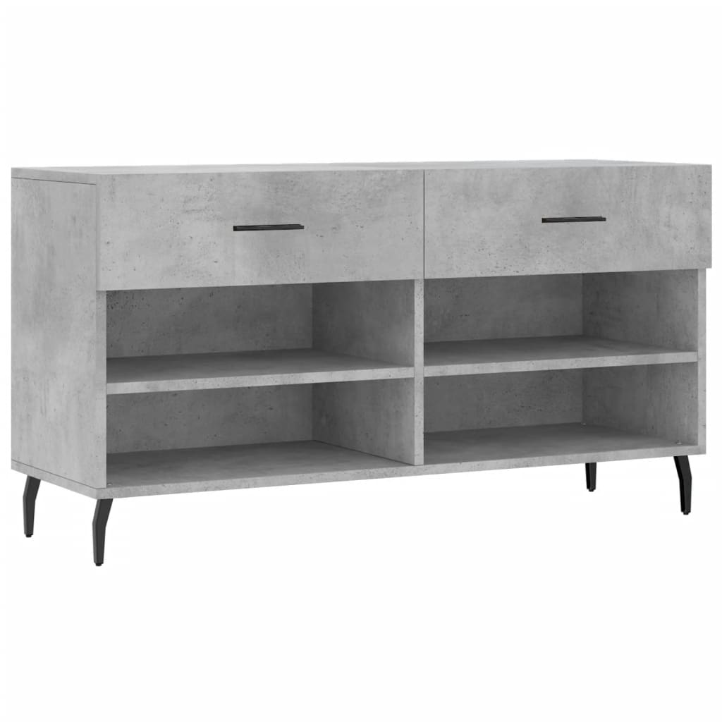 Banc à chaussures gris béton 102x35x55 cm bois d'ingénierie - XIOS