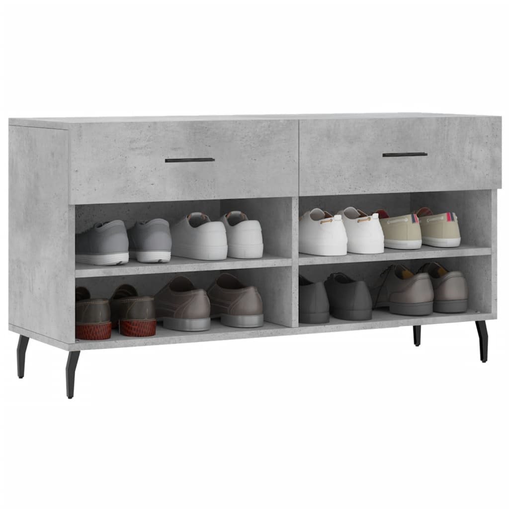 Banc à chaussures gris béton 102x35x55 cm bois d'ingénierie - XIOS