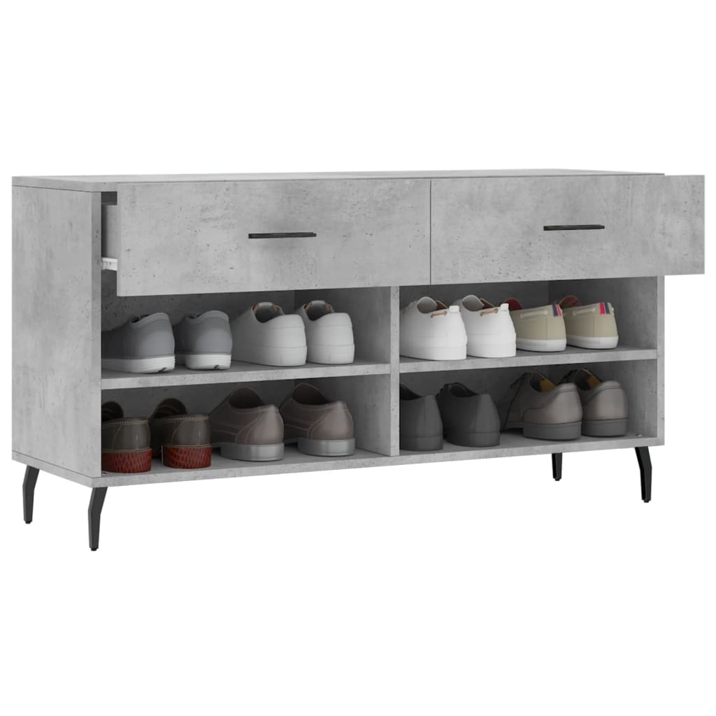 Banc à chaussures gris béton 102x35x55 cm bois d'ingénierie - XIOS