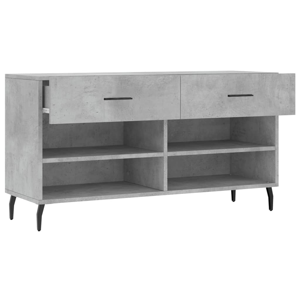Banc à chaussures gris béton 102x35x55 cm bois d'ingénierie - XIOS