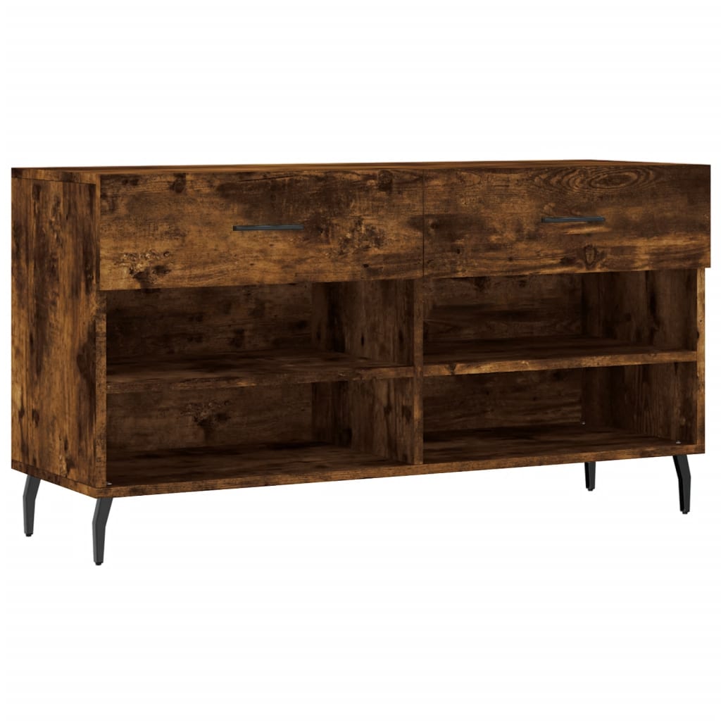 Banc à chaussures chêne fumé 102x35x55 cm bois d'ingénierie - XIOS
