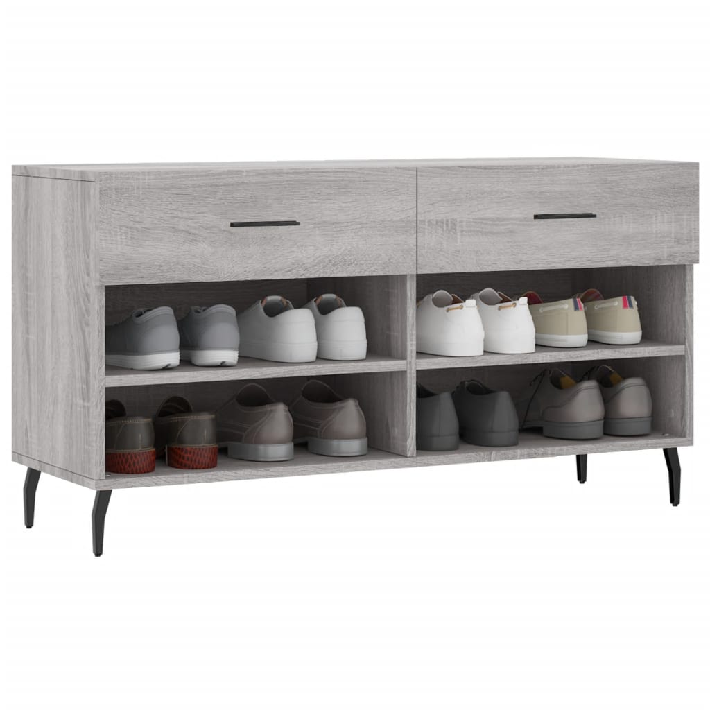 Banc à chaussures sonoma gris 102x35x55 cm bois d'ingénierie - XIOS