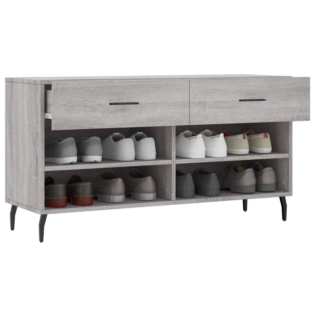 Banc à chaussures sonoma gris 102x35x55 cm bois d'ingénierie - XIOS