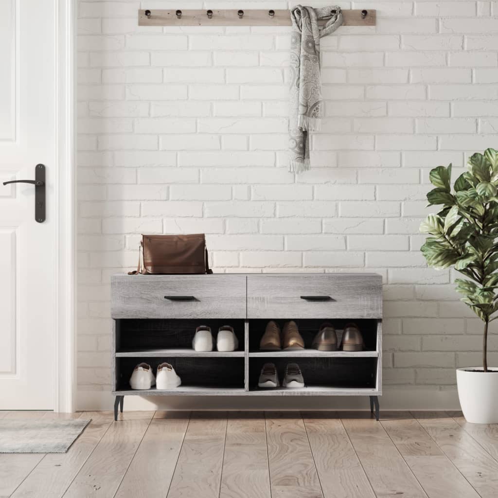 Banc à chaussures sonoma gris 102x35x55 cm bois d'ingénierie - XIOS
