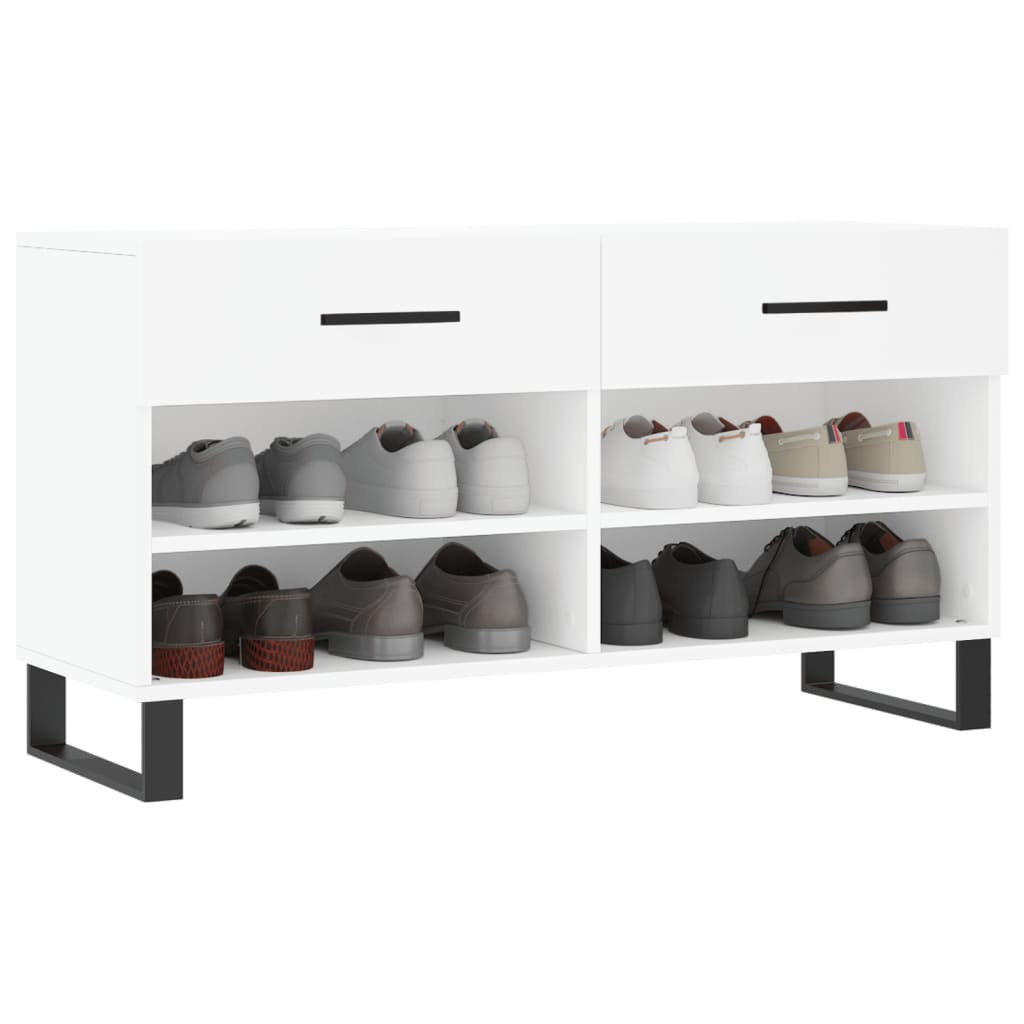 Banc à chaussures blanc 102x35x55 cm bois d'ingénierie - XIOS