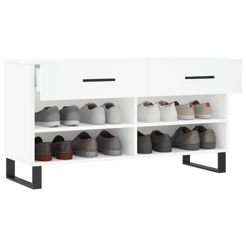 Banc à chaussures blanc 102x35x55 cm bois d'ingénierie - XIOS