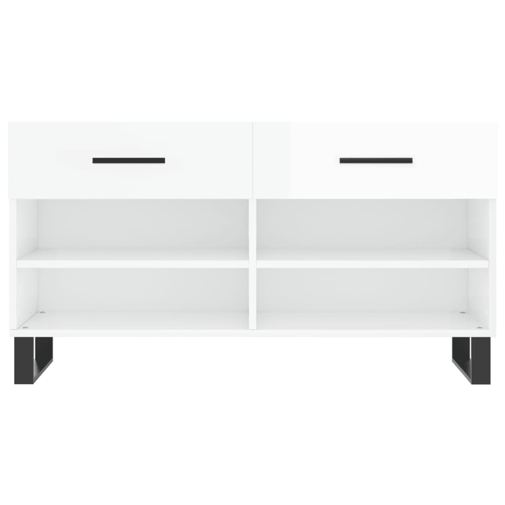 Banc à chaussures blanc brillant 102x35x55 cm bois d'ingénierie - XIOS