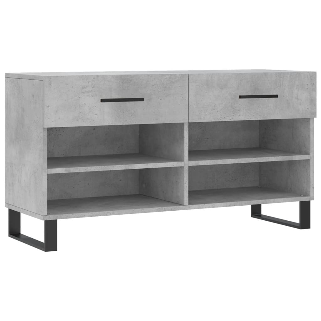 Banc à chaussures gris béton 102x35x55 cm bois d'ingénierie - XIOS