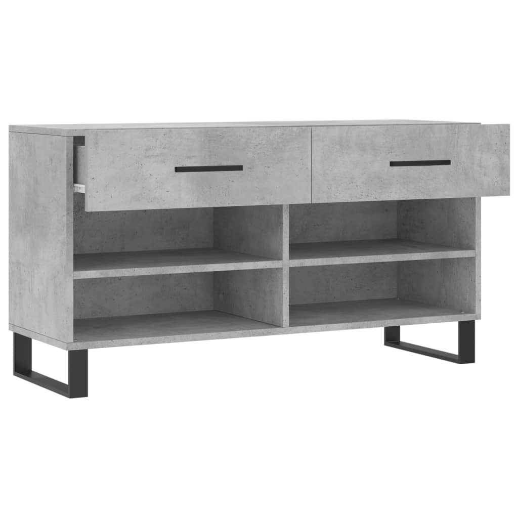 Banc à chaussures gris béton 102x35x55 cm bois d'ingénierie - XIOS