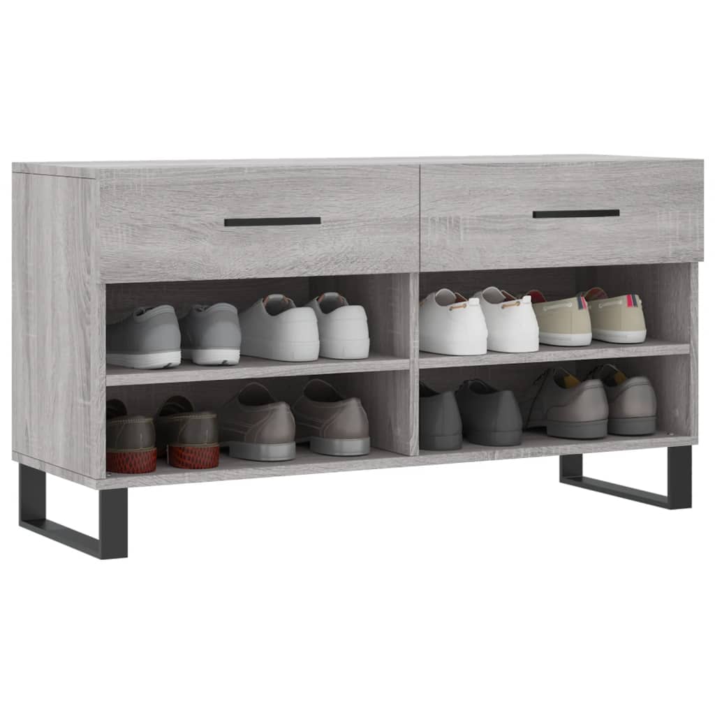 Banc à chaussures sonoma gris 102x35x55 cm bois d'ingénierie - XIOS