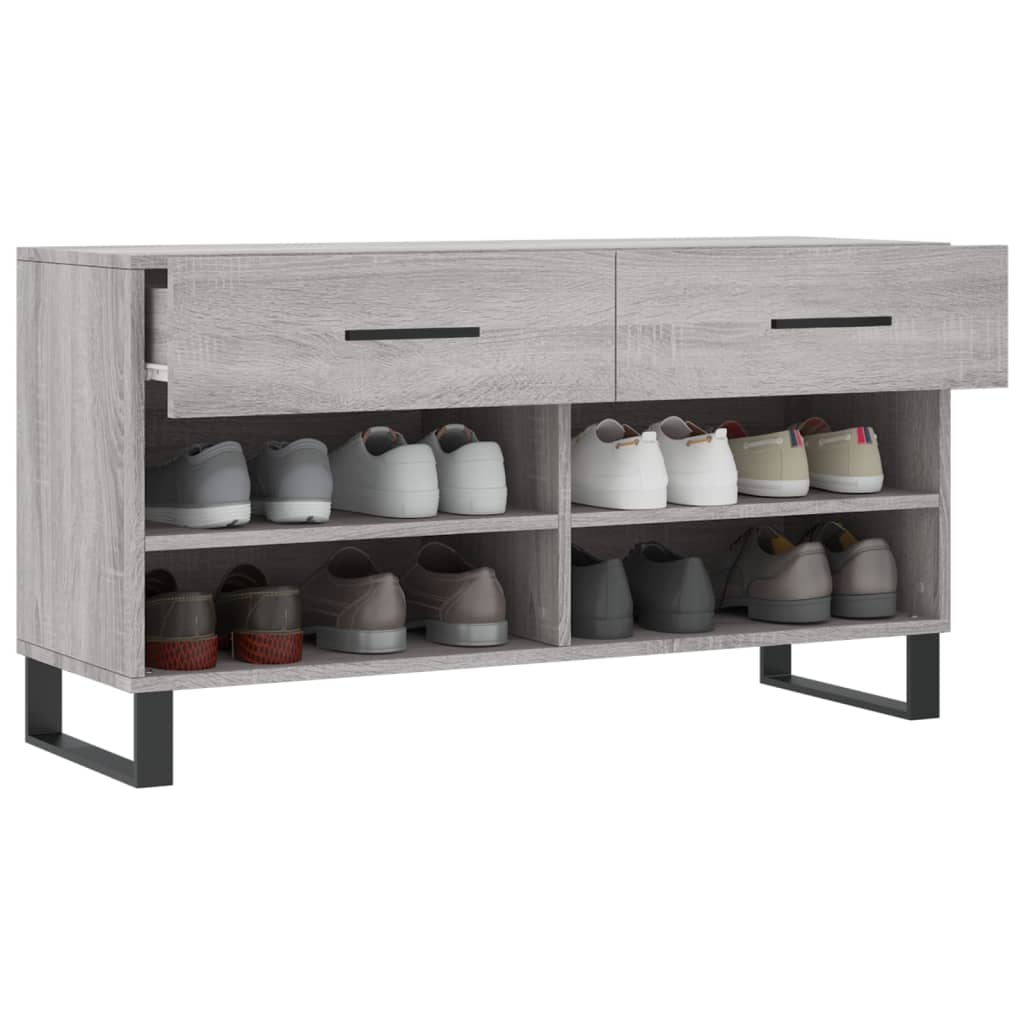 Banc à chaussures sonoma gris 102x35x55 cm bois d'ingénierie - XIOS