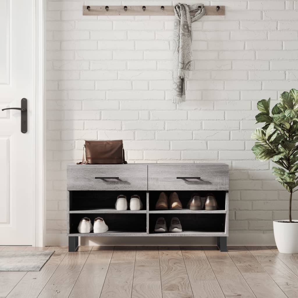 Banc à chaussures sonoma gris 102x35x55 cm bois d'ingénierie - XIOS