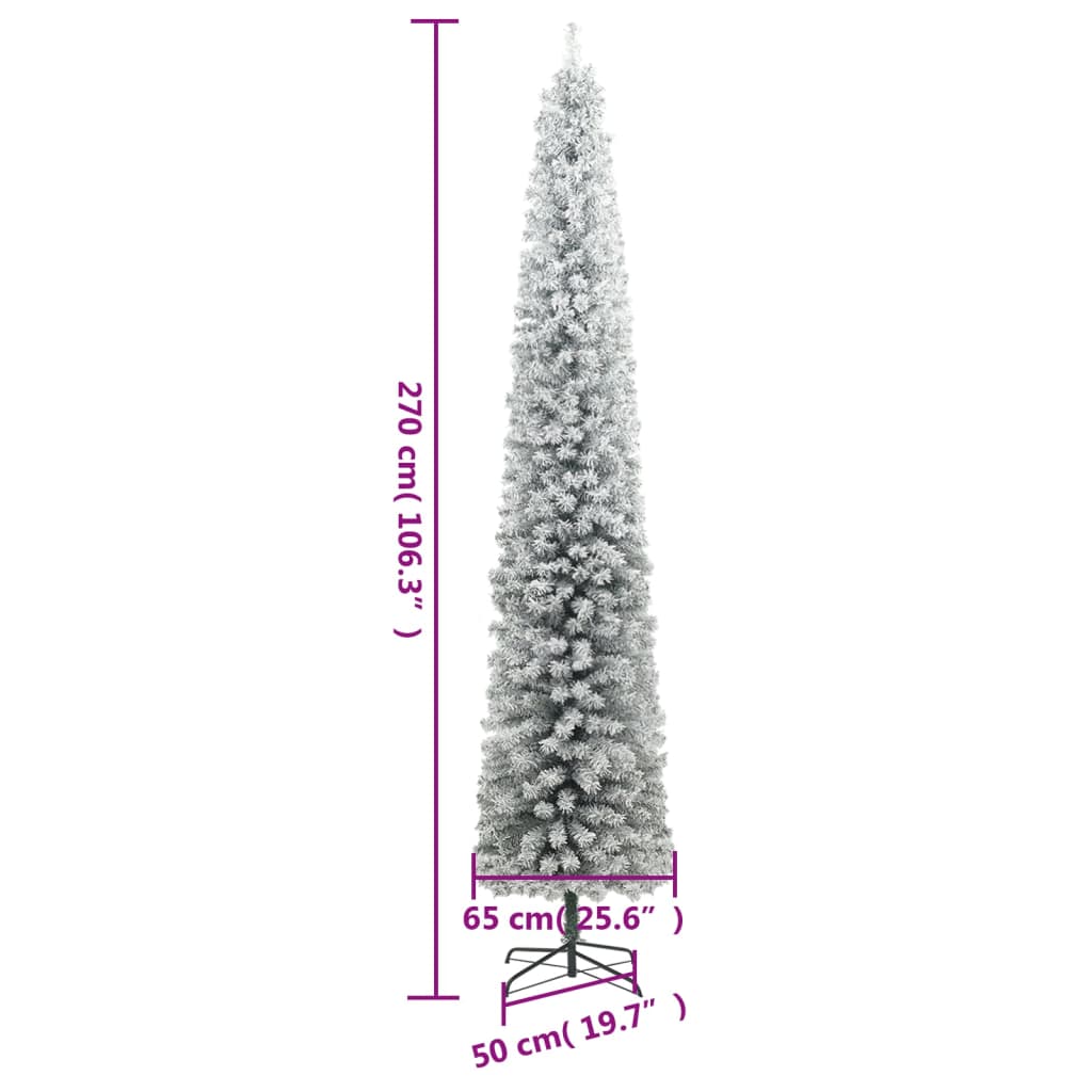 Sapin de Noël mince avec support et flocon de neige 270 cm PVC - XIOS