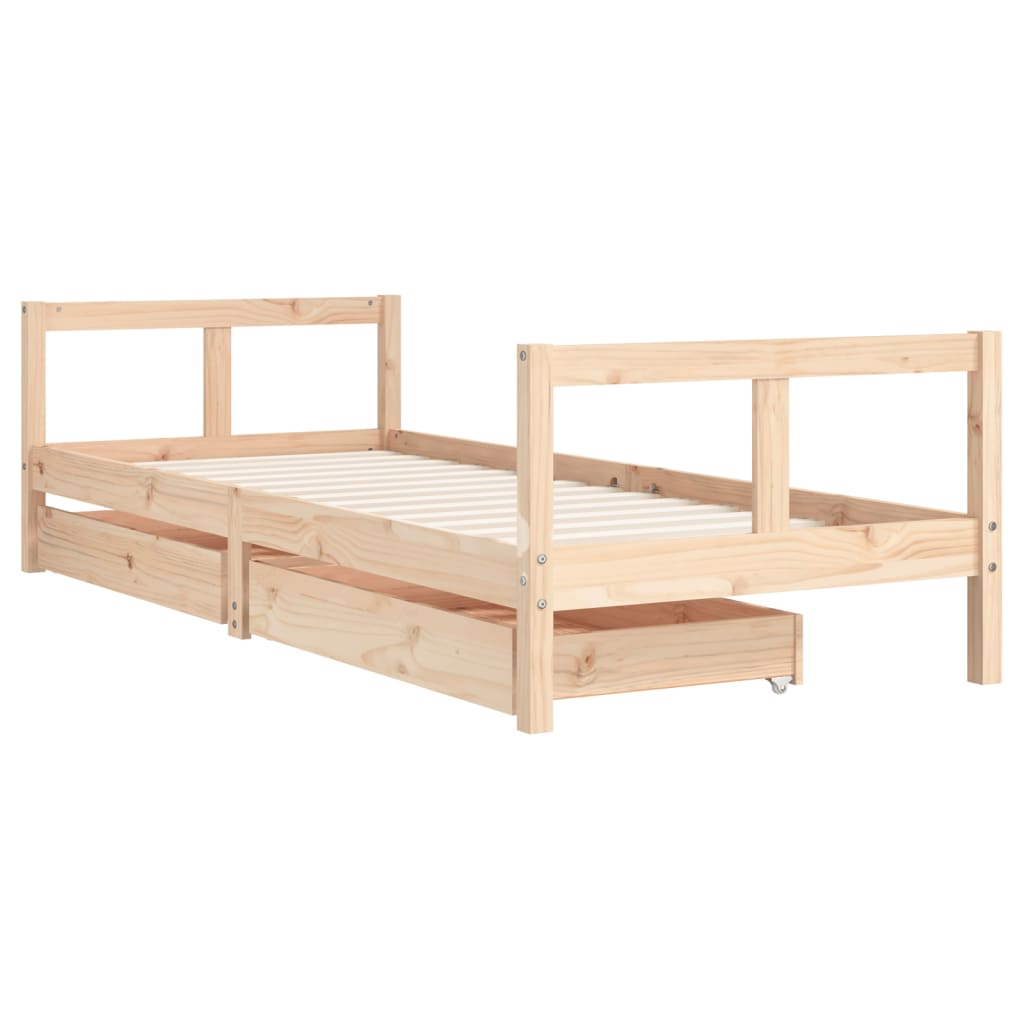 Cadre de lit pour enfants gris 80x200 cm bois de pin massif - XIOS
