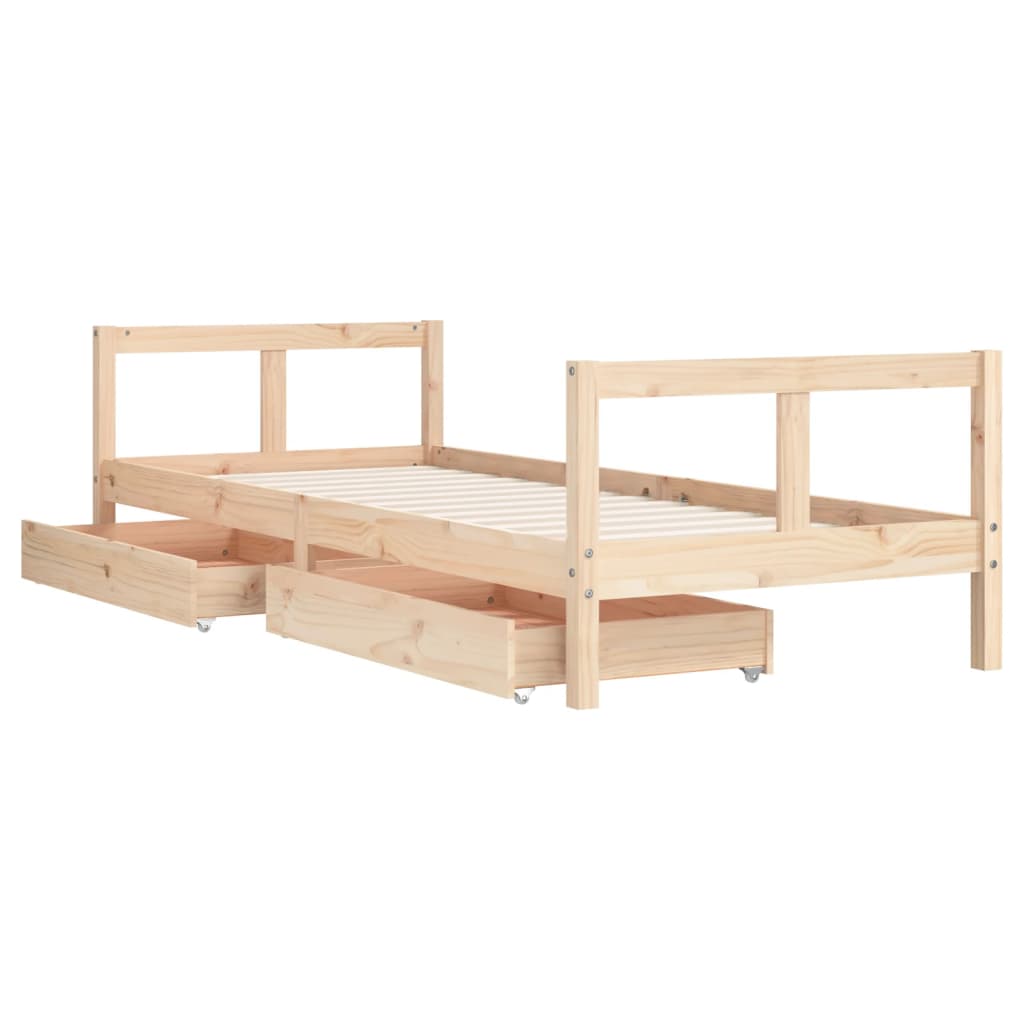 Cadre de lit pour enfants gris 80x200 cm bois de pin massif - XIOS