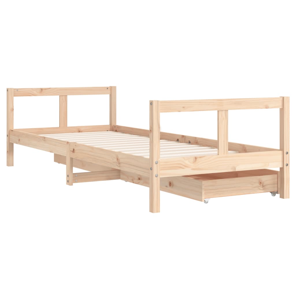 Cadre de lit pour enfants gris 80x200 cm bois de pin massif - XIOS