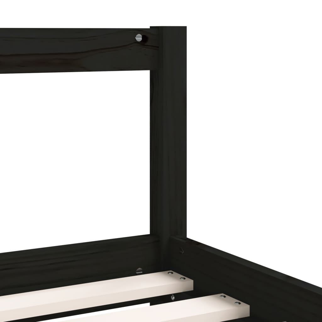 Cadre de lit enfant tiroirs noir 80x200 cm bois de pin massif - XIOS