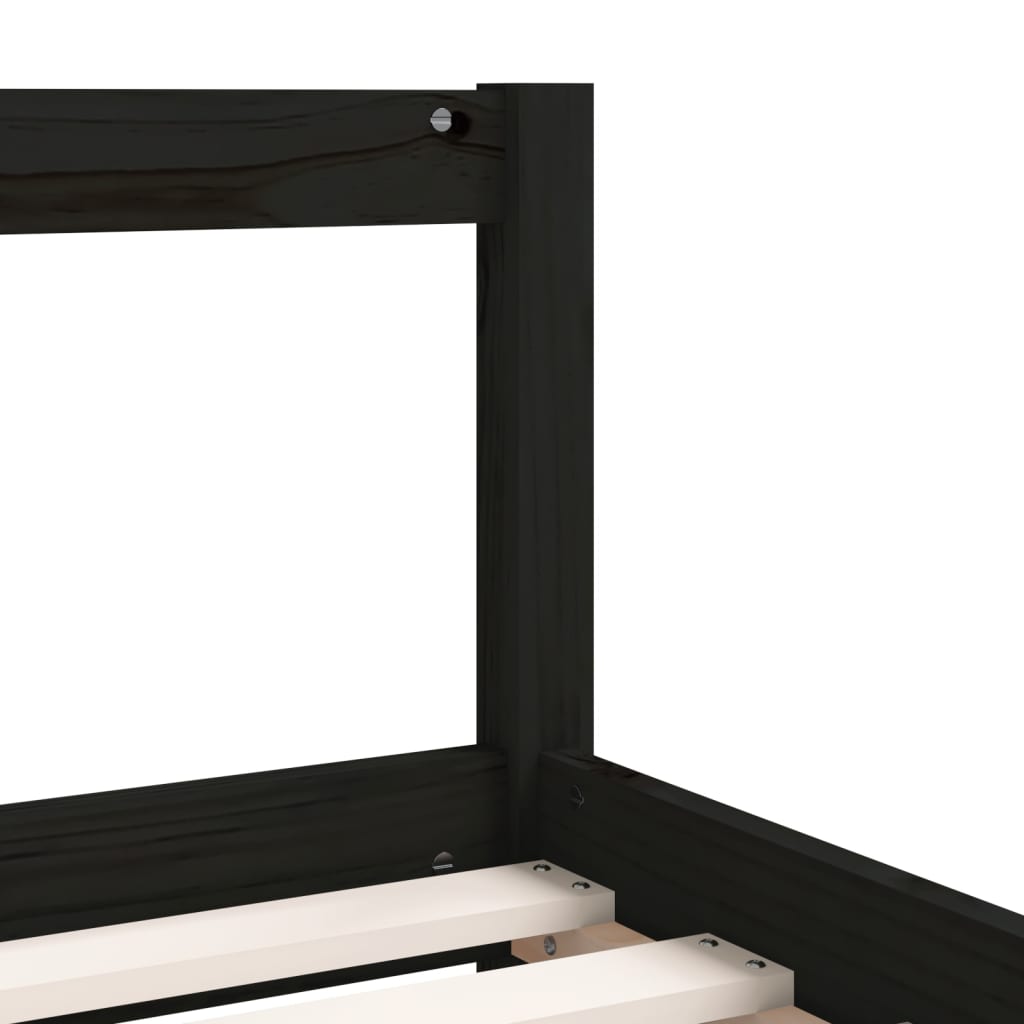 Cadre de lit pour enfant tiroirs noir 80x160 cm bois pin massif - XIOS