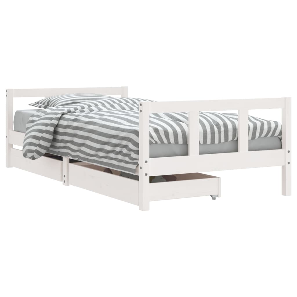 Cadre de lit d'enfants tiroirs blanc 90x190 cm bois pin massif - XIOS