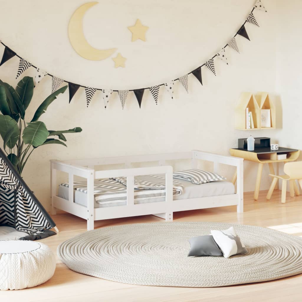 Cadre de lit pour enfant blanc 70x140 cm bois de pin massif - XIOS